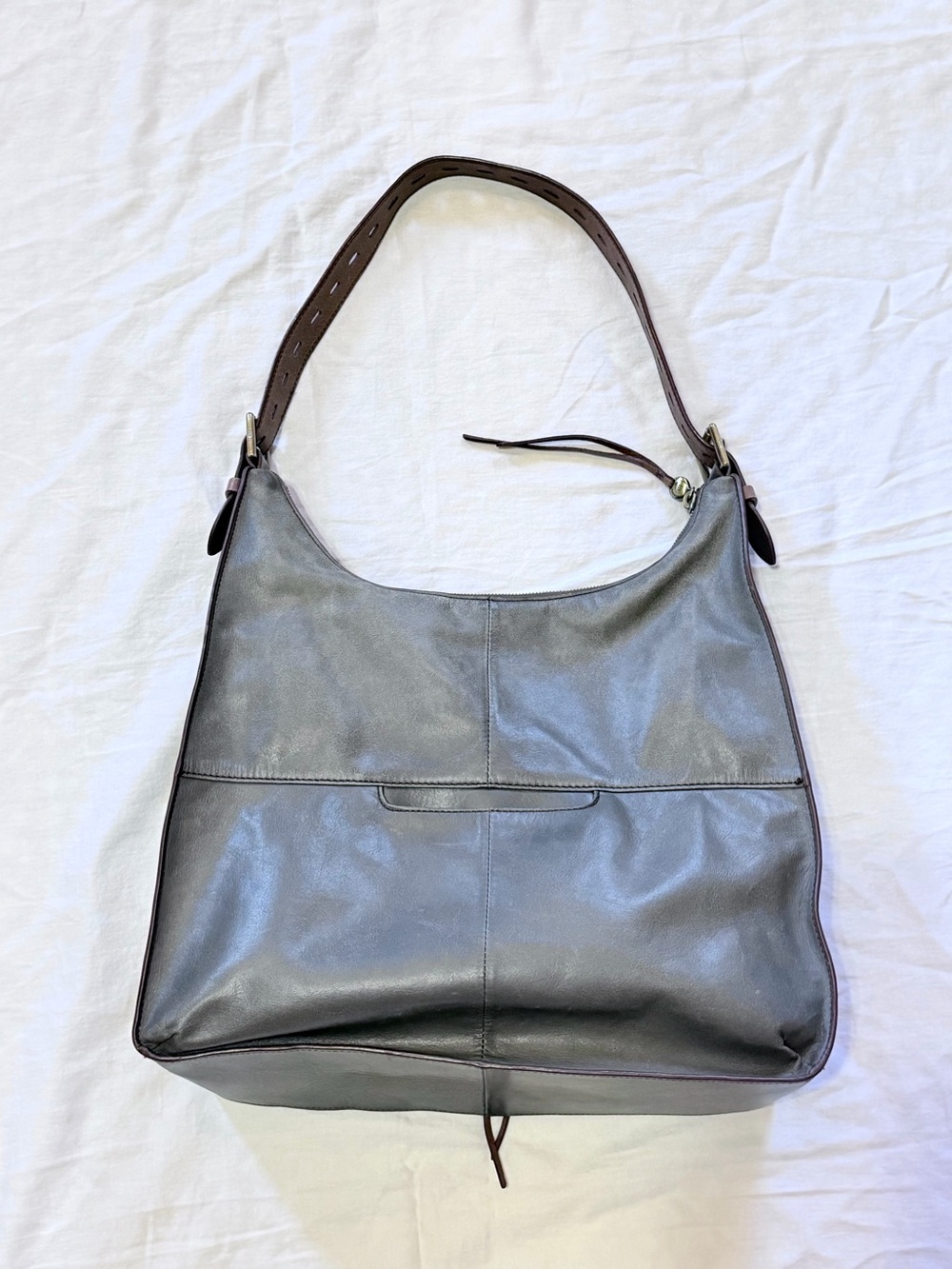 HOBO International Marley Gray Genuine Leather Slouchy Shoulder Bag Handbag